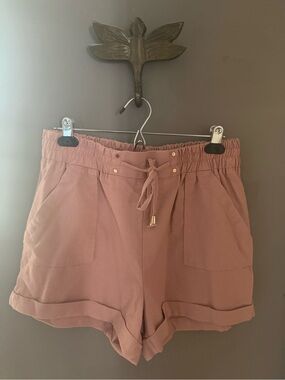 Ci Sono Dusty Rose High-Waist Drawstring Shorts